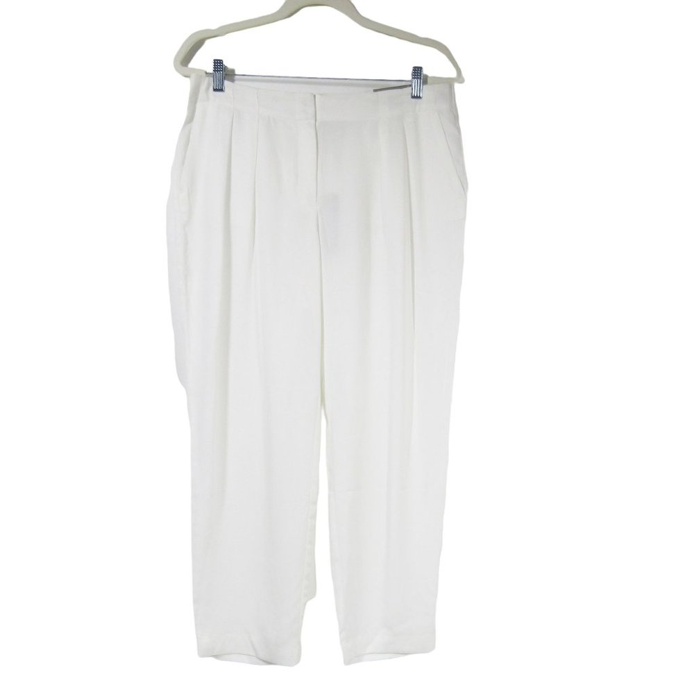 CHICOS NWT Soft Skimmer White Pleated Summer Tencel Trousers Pants 1 M 8